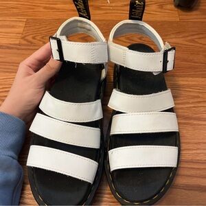 Platform White Leather Strap Sandals